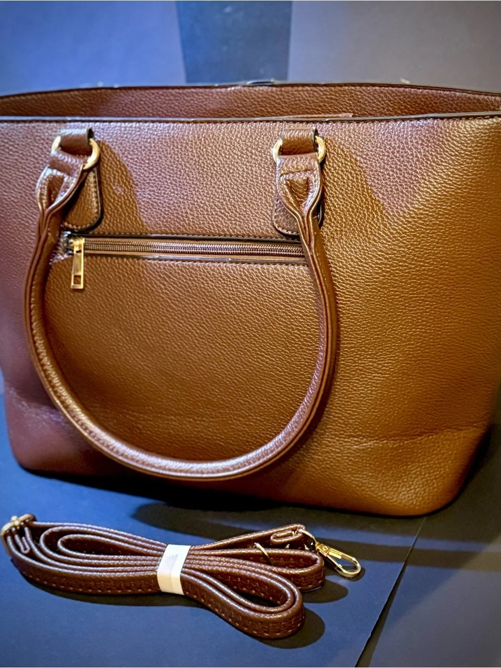 Tri-Tone Brown, Tan & Cream Colorblock Satchel
